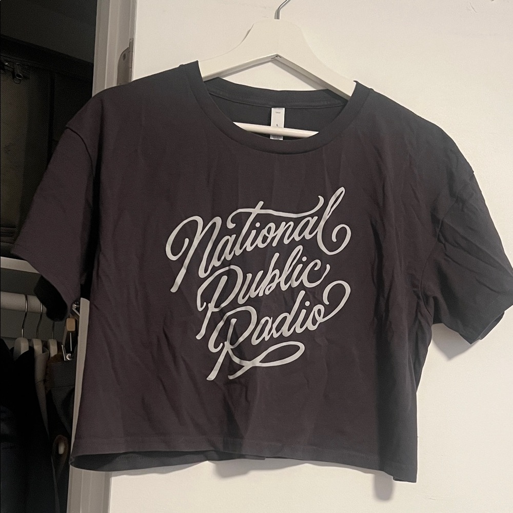 Official NPR 100% Cotton Gray Crop Top